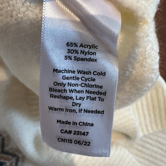 Talbots Petite Sweater Fair Isle Pattern Mock Neck Stretch Fabric Ivory W US XLP - Picture 8 of 9